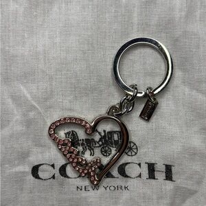 Coach Pink Crystal Heart Keychain